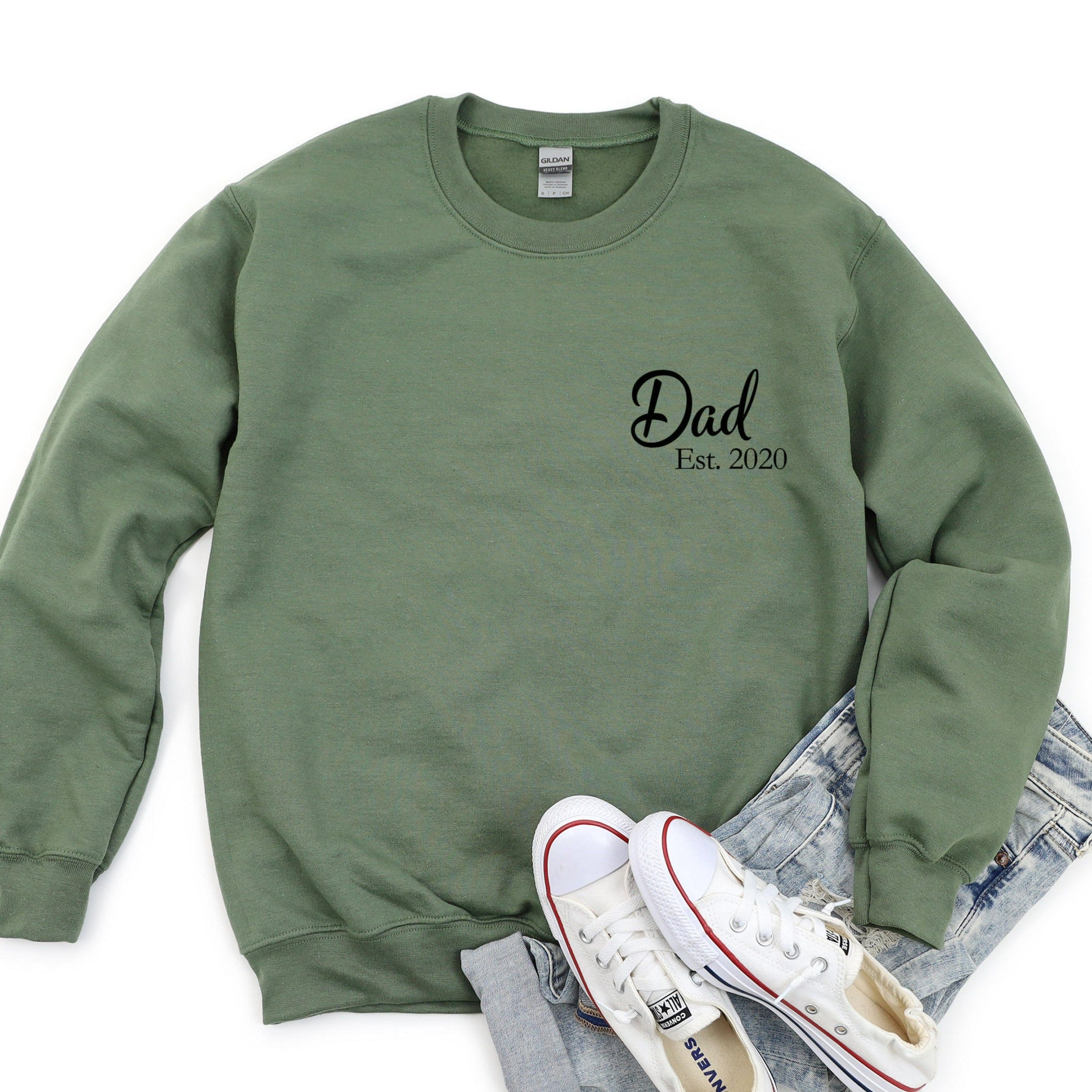 Dad Est 2024 Crewneck Sweatshirt, Personalized New Dad Shirt, New Dad Sweatshirt, First Time Dad, Fathers Day Gift