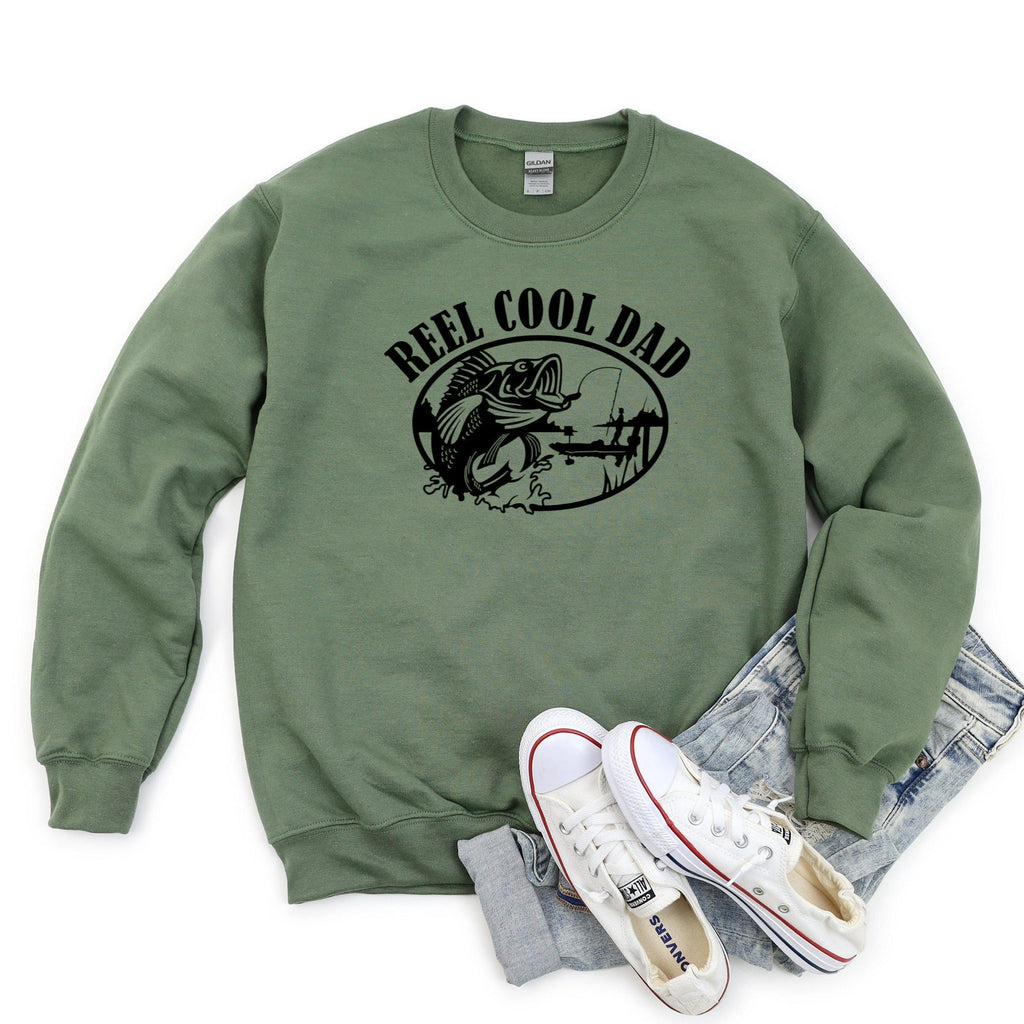 Reel Cool Dad Sweatshirt, Dad Fishing Crewneck, Dad Fishing Birthday Gift, Dad Tshirts, Dad Fisherman Shirt
