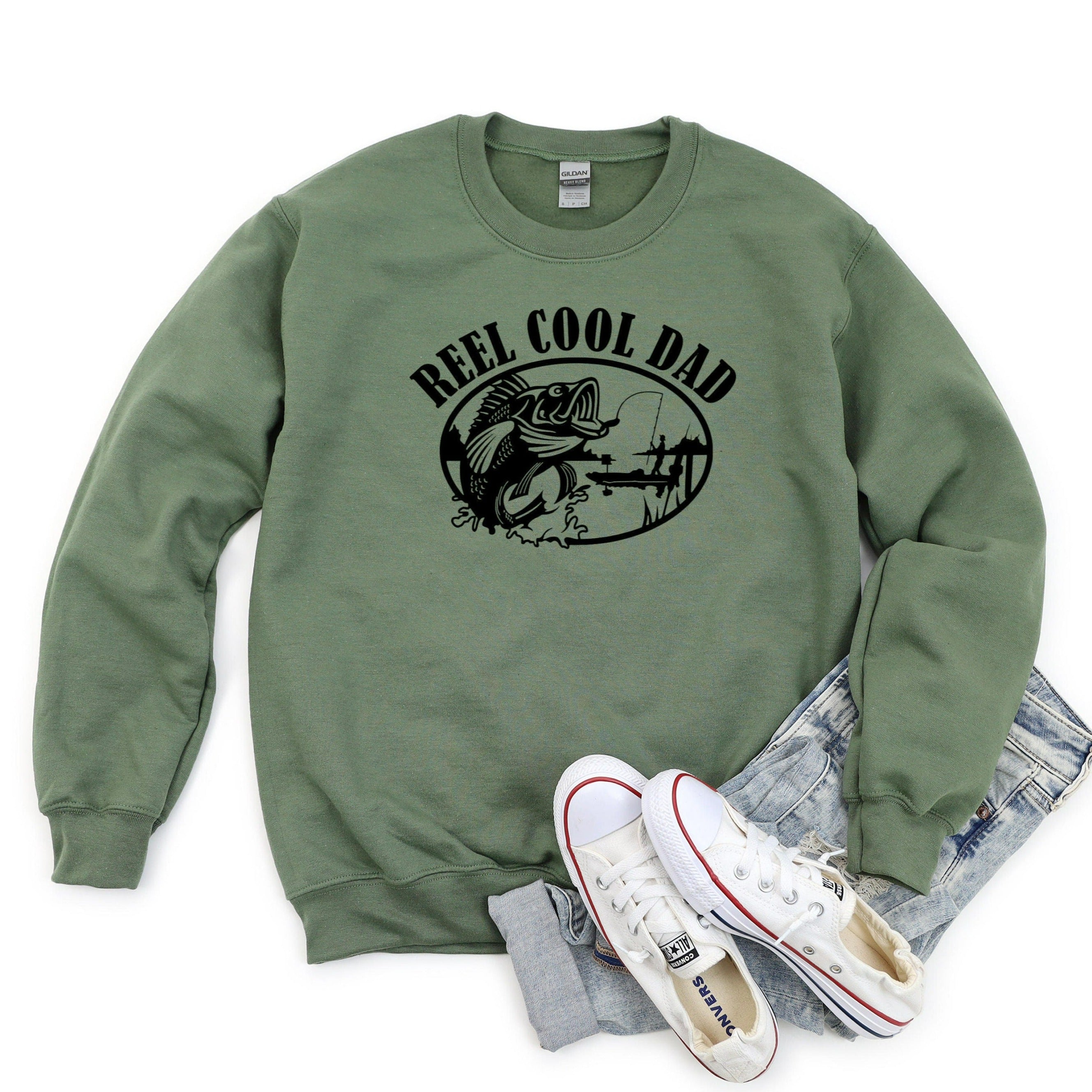Reel Cool Dad Sweatshirt, Dad Fishing Crewneck, Dad Fishing Birthday Gift, Dad Tshirts, Dad Fisherman Shirt