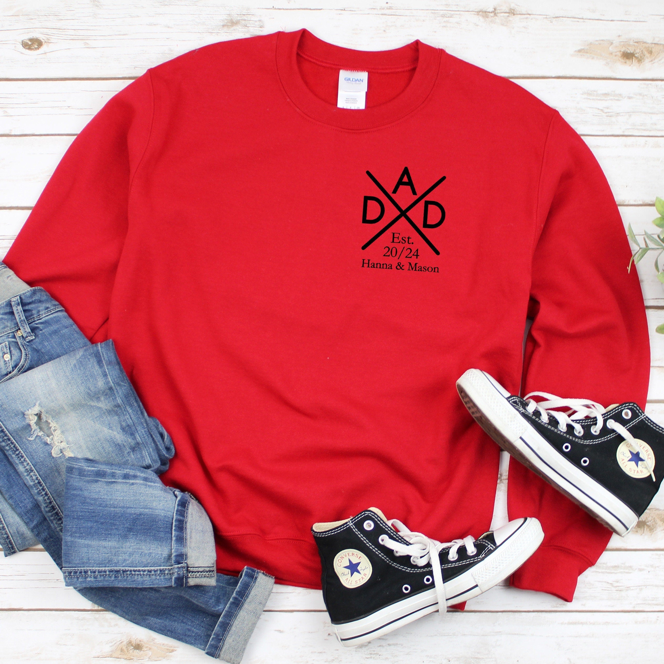 Personalized Father Sweatshirt, Father's Day gift, Crewneck with Child's Name And Birth Year, Dad Gift Idea